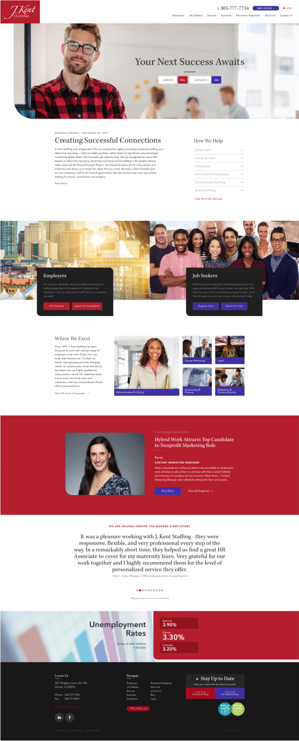 J Kent Staffing Website Design and Development by Webolutions Digital Marketing Agency