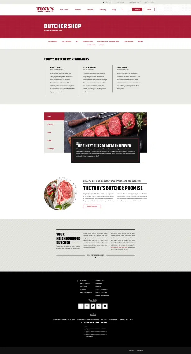 Tony's Meats & Market Website Design, Development, and Marketing by Webolutions Digital Marketing Agency